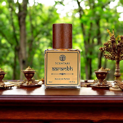 Firefly perfume bottle standing straight with wooden cap cylindrical, front view, bottle filled with (1)-Photoroom (2)
